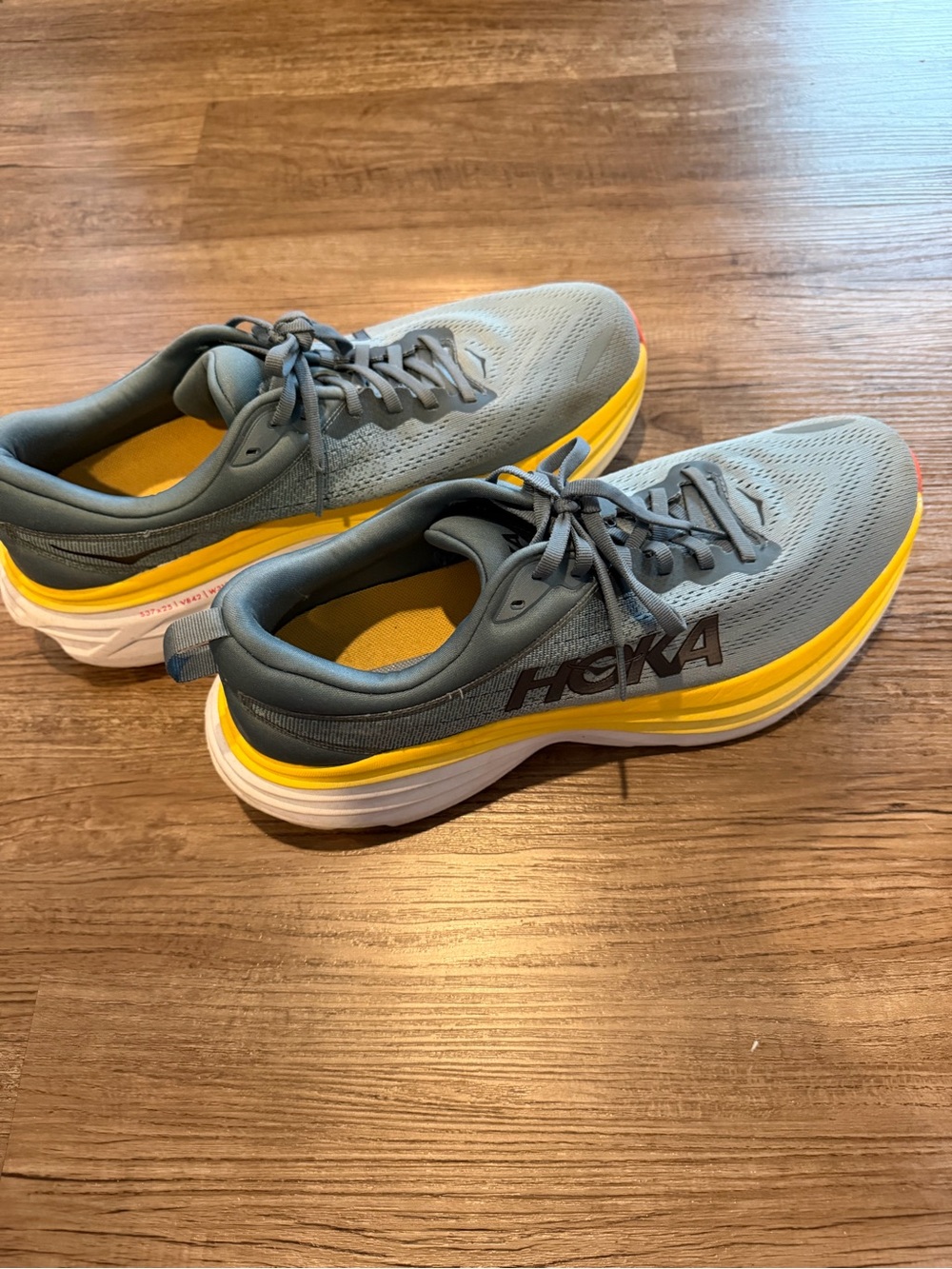 Hoka One One Men's Gray & Yellow Athletic Running Shoes - Picture 2 of 4